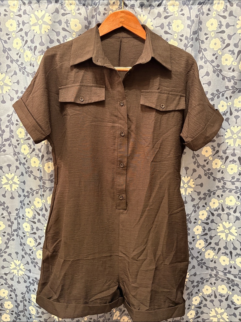 NWOT Black Short-Sleeve Utility Romper for Women